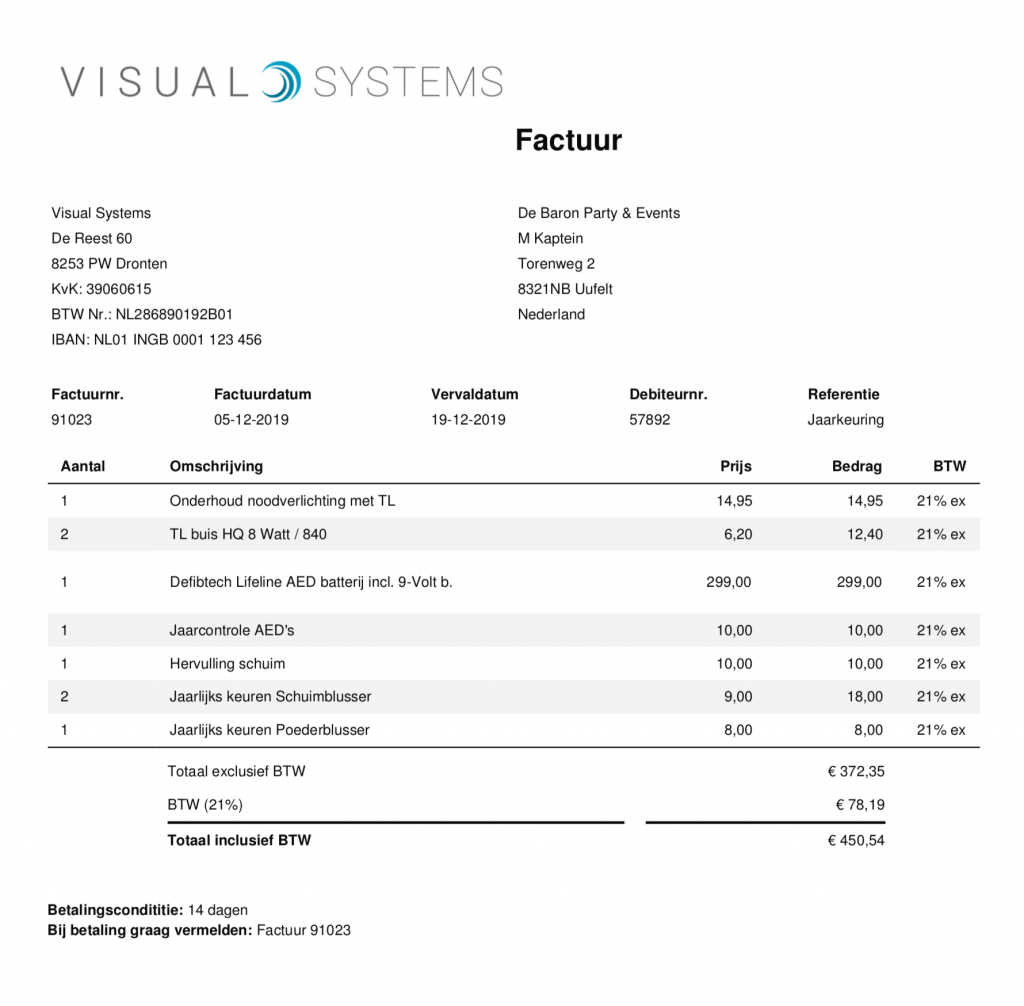 factuur visual inspecties